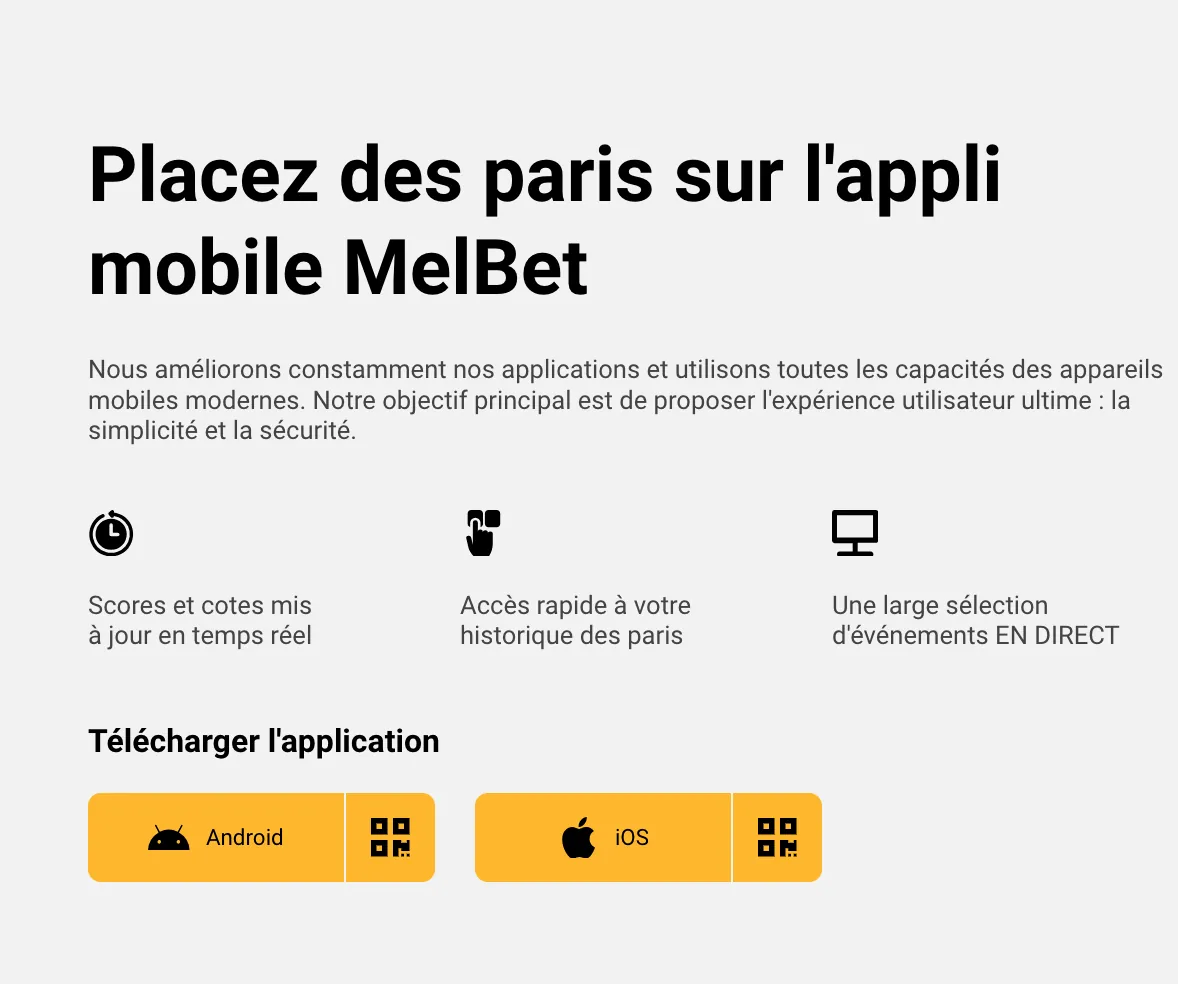 Application mobile Melbet pour Android et iOS