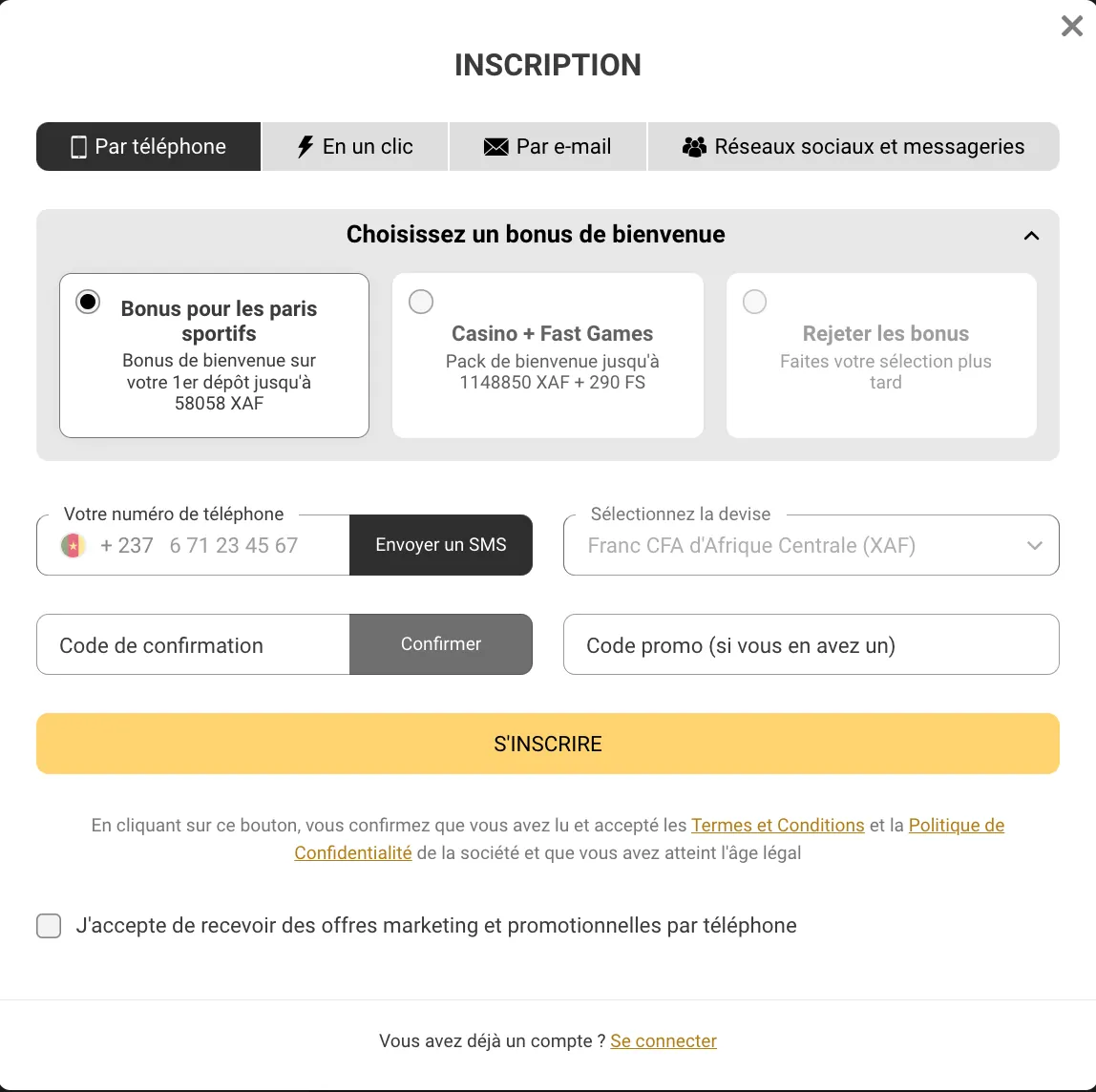 Processus d'inscription et de connexion sur Melbet Cameroun